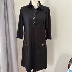 AB Studio Black Button-Down Dress with Pockets